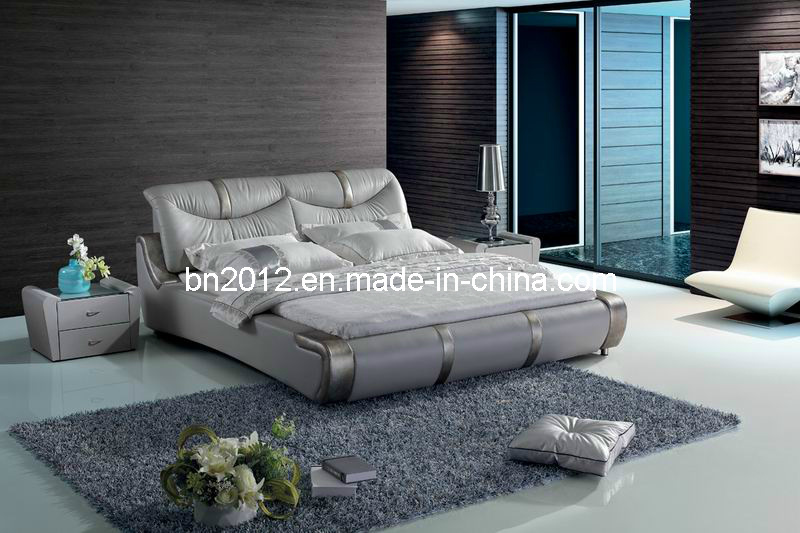 Modern High Quality Genuine Leather Bed (SBT-5839)