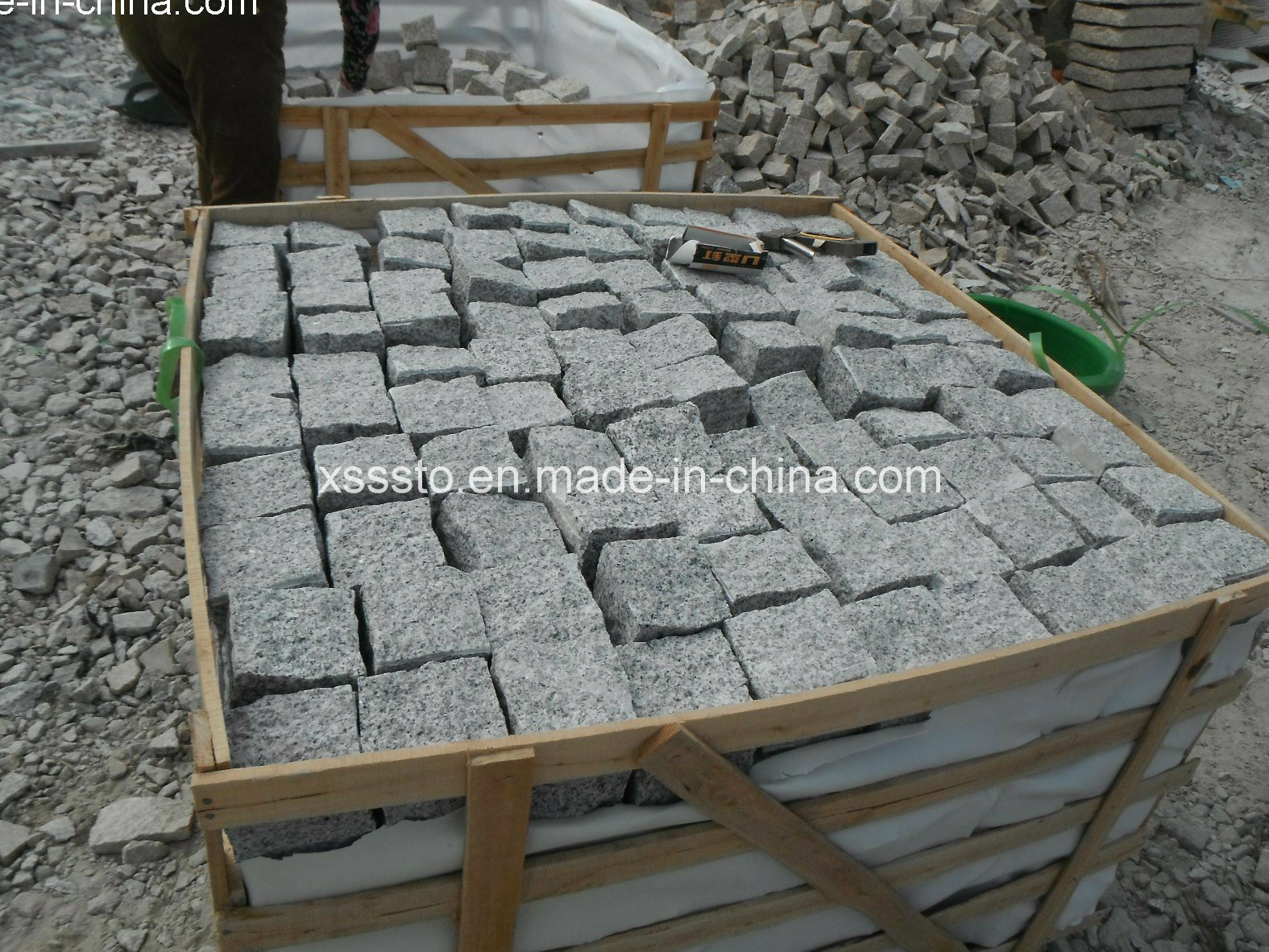 Light Grey G603 Cube Stone on Net or Mesh