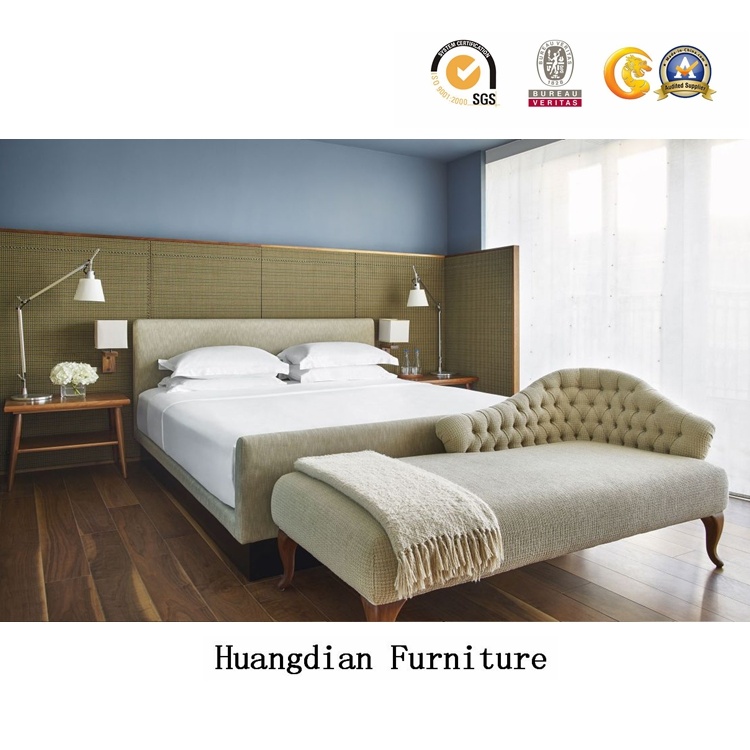 Latest Design Wholesale Custom Made 4 Star Wooden Hotel Bed Room Furniture (HD1307)