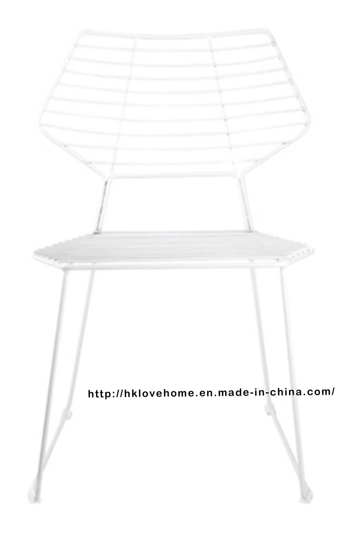 Morden Replica Restaurant Stackable White Metal Wire Dining Chair