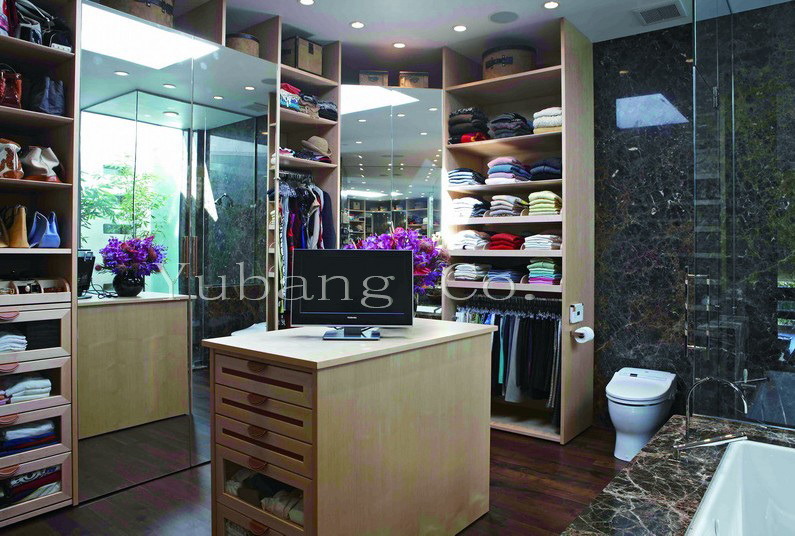 Natural Wood Veneer Closet Designs (BF33)