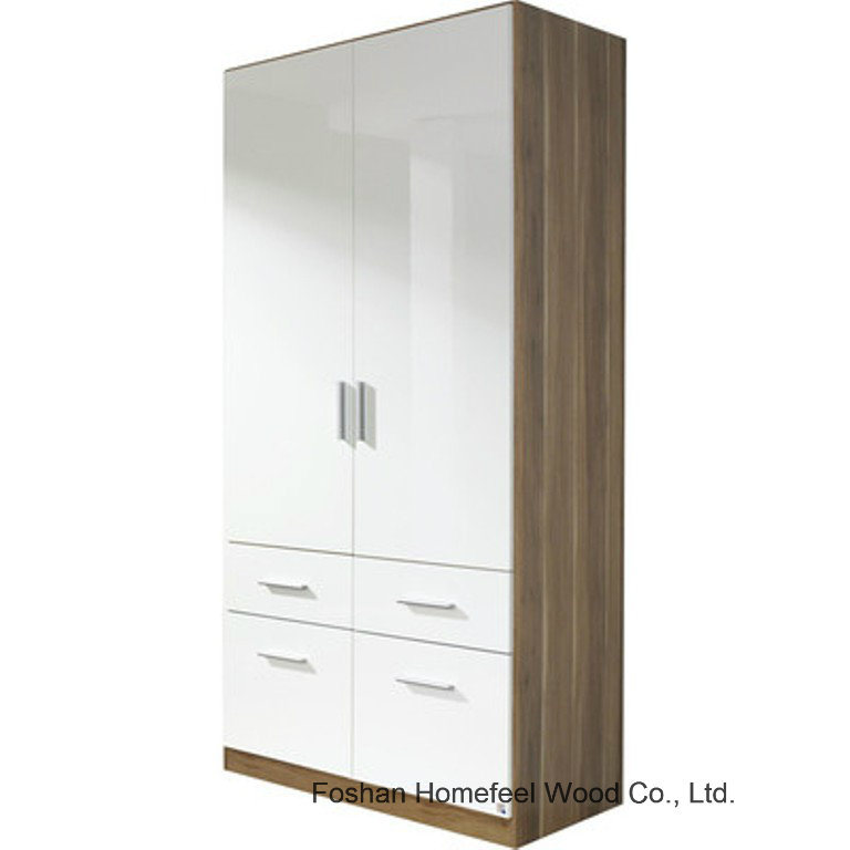 Wooden High Gloss Hinged 2 Door Combination Wardrobe Closet (WB07)