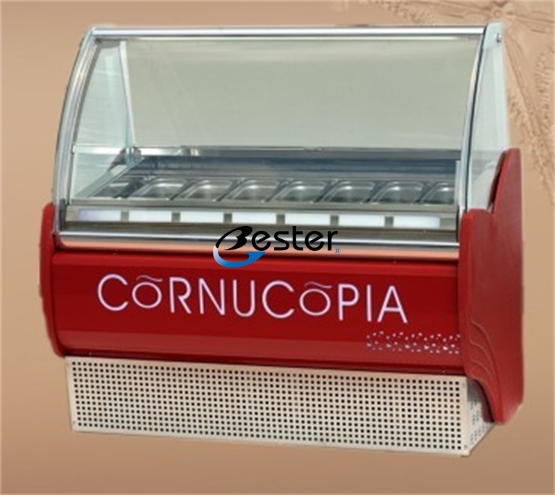 Ice Cream Refrigerated Freezer Gelato Display Showcase Gn1/4 (V14)