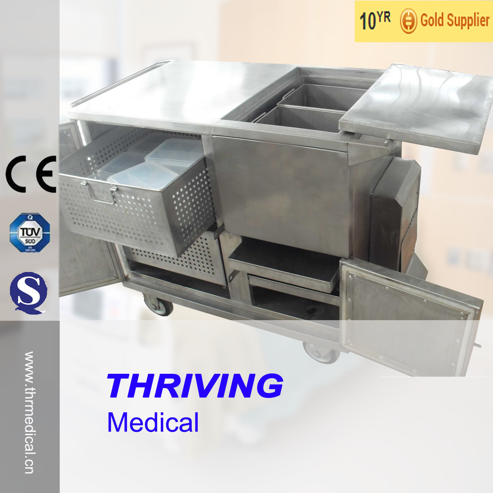 Thr-FC004 Stainless Steel Hospital Food Warmer Trolley