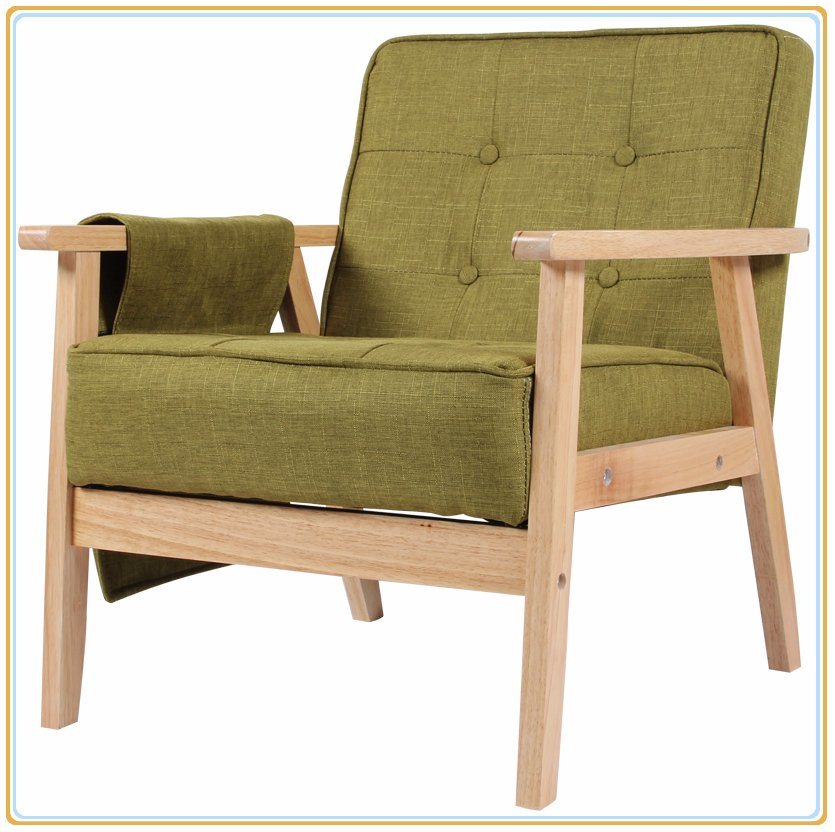 Single Seater Wood Modern Fabric Restaurant Sofa Chair