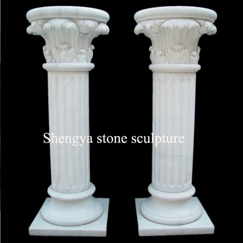 White Marble Stone Sculpture Column (SY-C023)