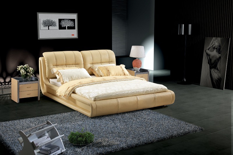 Bedroom Furniture Genuine Leather Bed (SBT-5807)