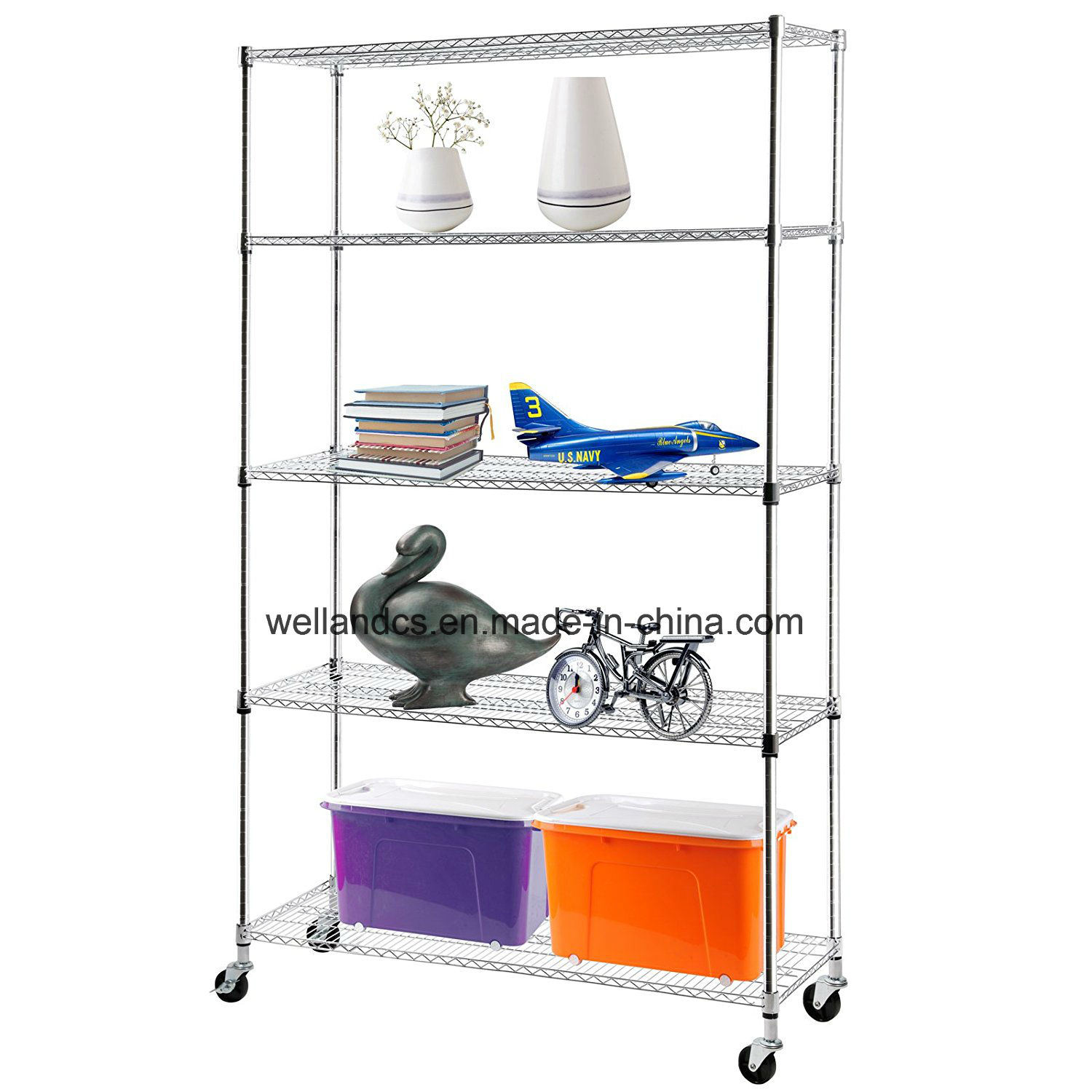 Adjustable 5 Tier Wire Shelving Rack Heavy Duty Chrome Steel Shelf, L48'' X W18''x H78''