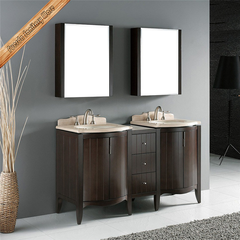 Fed-1034 60 Inch Double Sinks Elegant Marble Top Cupc Sink Bathroom Vanity