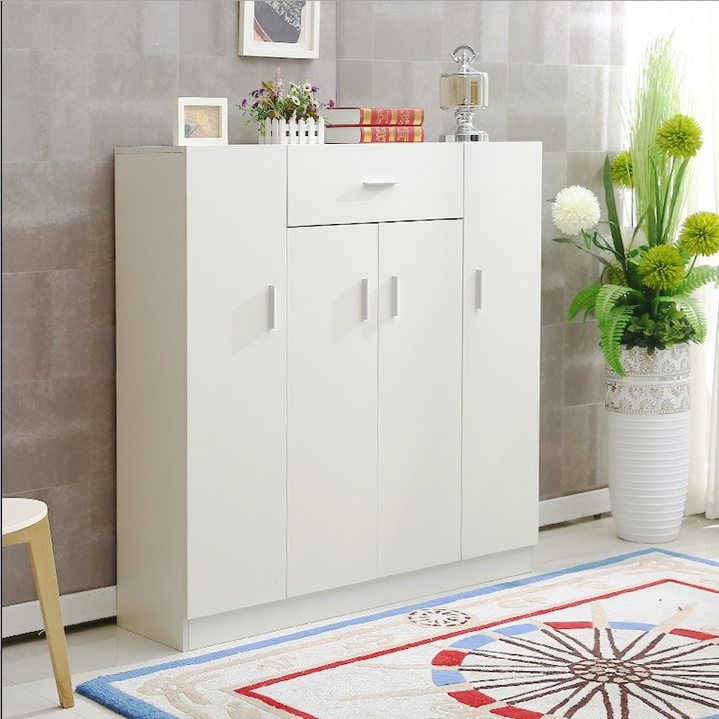 White Large Capacity Wooden Shoe Cabinet