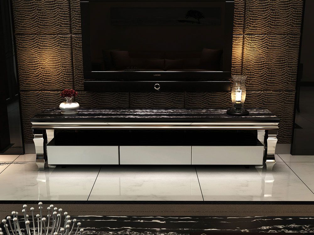 Wholesale Elegant and Melamine Finish Tempered Glass Tv stand