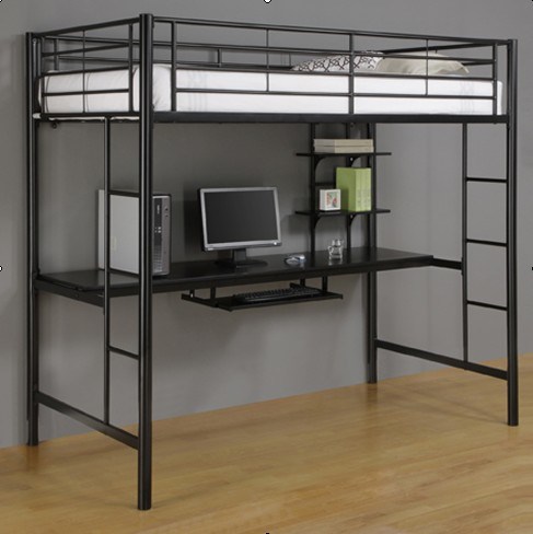 High Bed with Workstation and Loft (HF085)