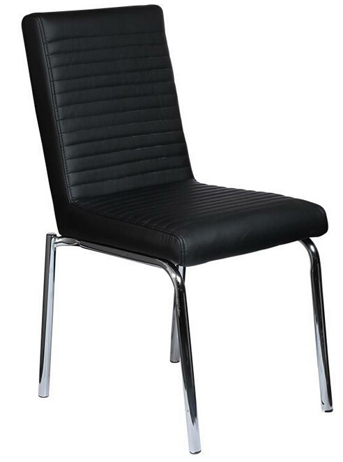 Leather Dining Chair with Chromed Frame