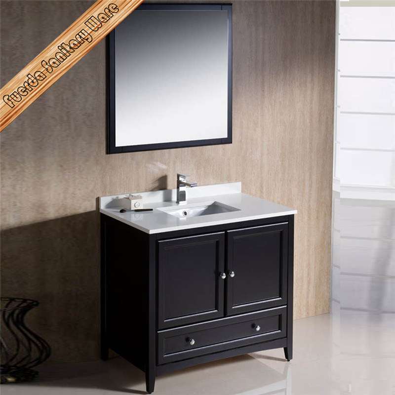 Furniture Manufacturer Solid Wood Single Basins Vanity Bathroom Cabinet