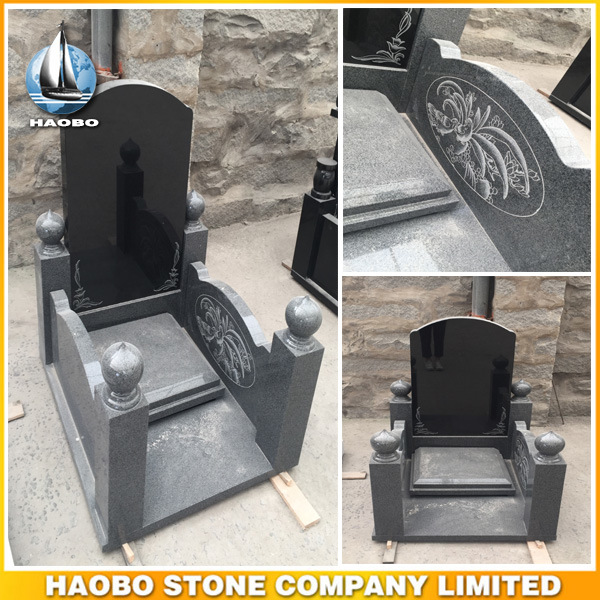 Chinese Style Black Granite Tombstones on Sale