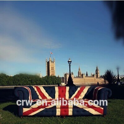 Vintage Elegant Style Union Jack Fabric Sofa for Living Room