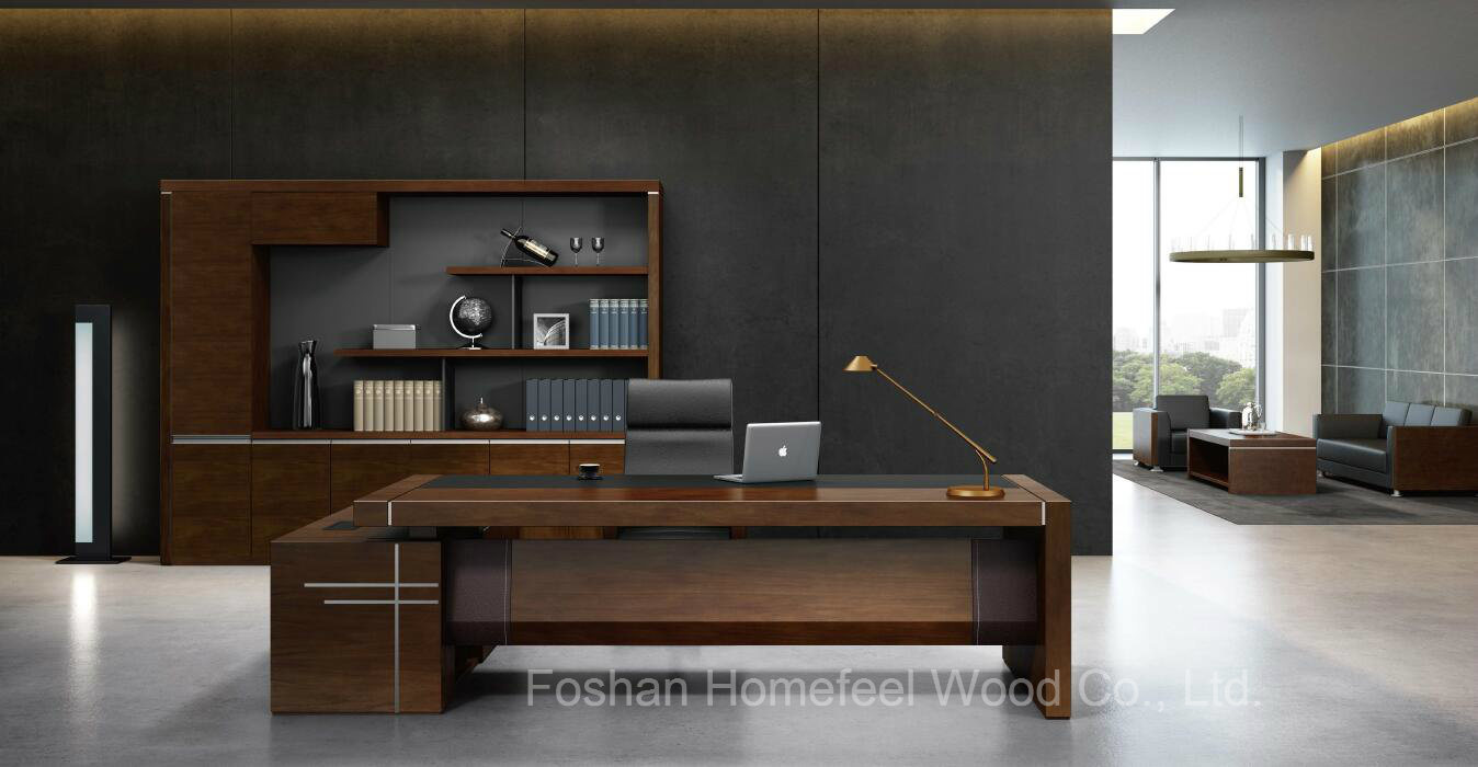 L-Shape Rectangular Wooden Office Furniture Modern Table Executive Desk (HF-01D28)