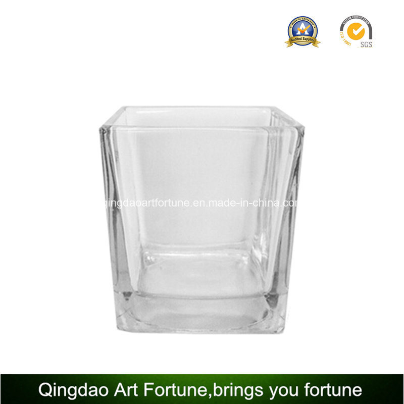 Square Cube Glass Candle Holder for Home Holiday Decoration