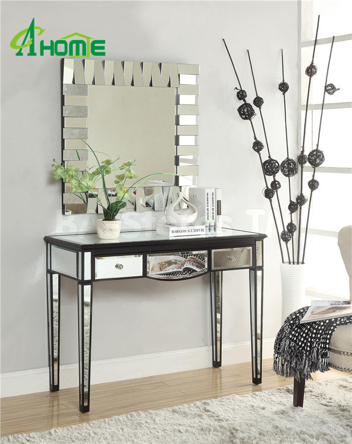 3 Drawers Antique Living Room Glass Mirrored Console Table