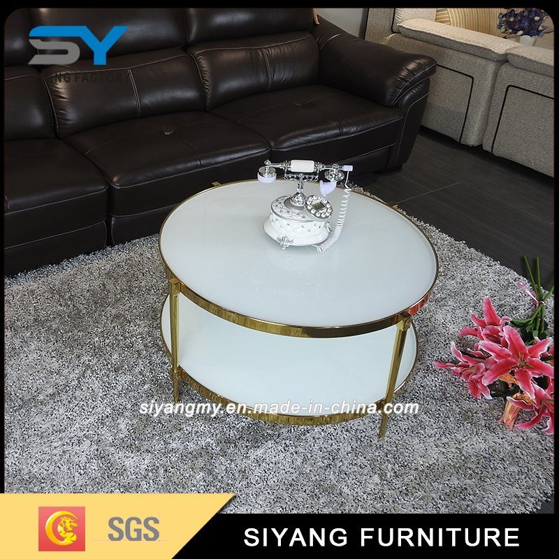 New Design Fashionable Two Layer MDF Glass Coffee Table