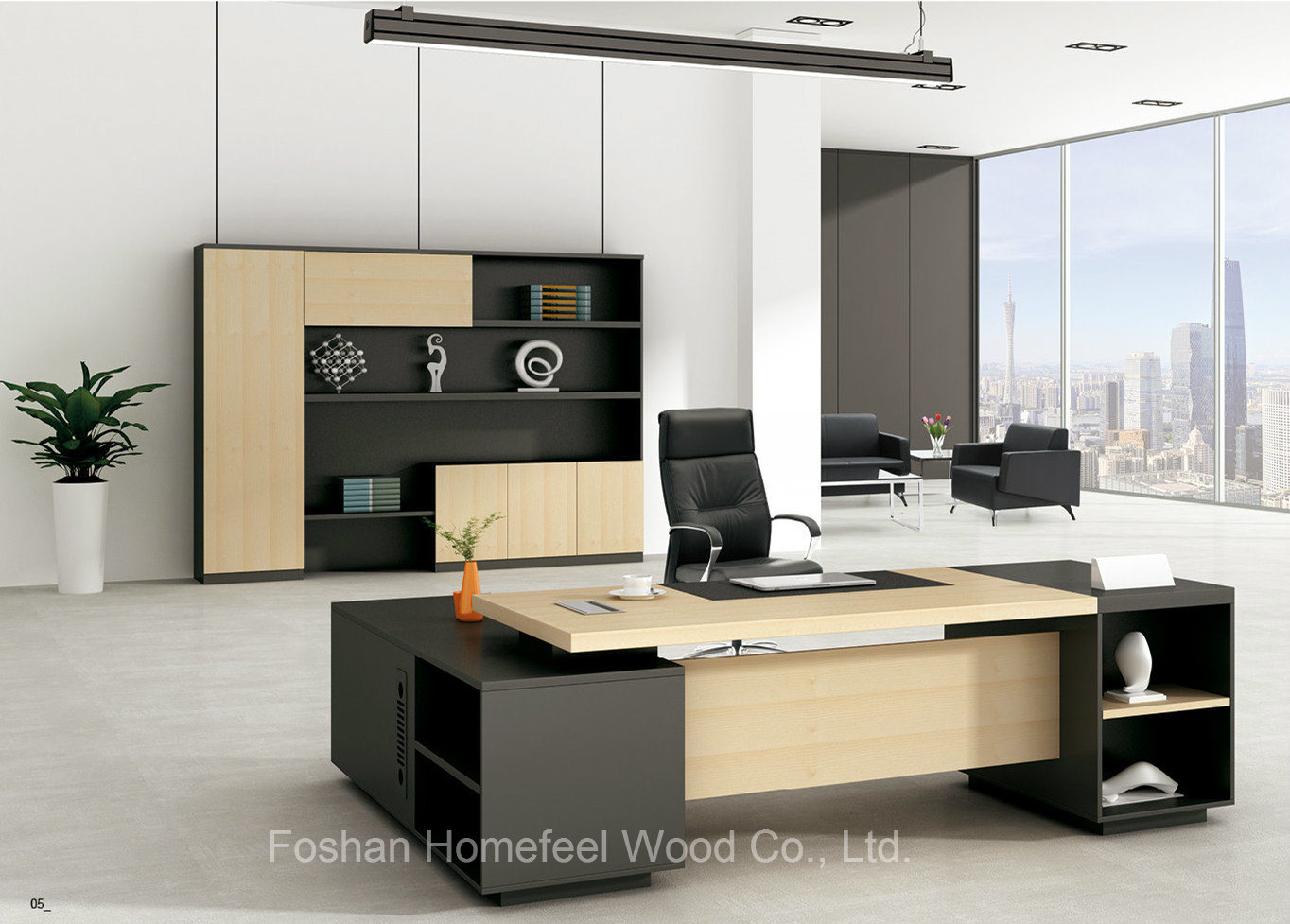 Wooden Melamine Office Furniture Manager Table Executive Desk (HF-FD008)