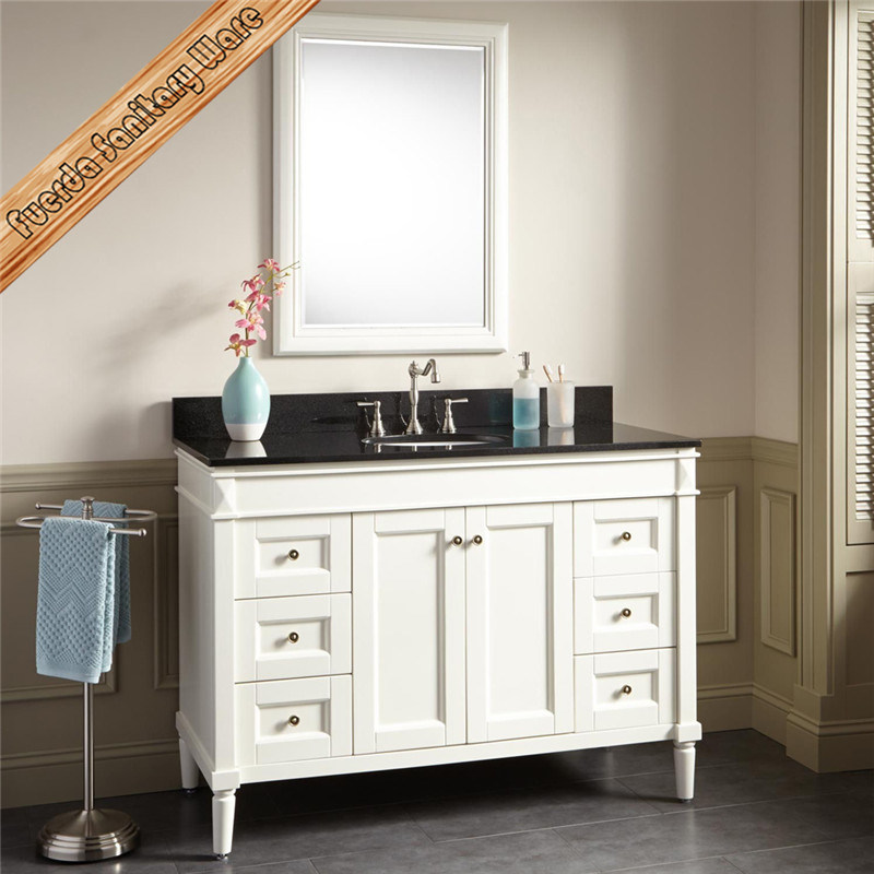 White Finishing American Type Bathroom Vanity Solid Wood Bathroom Cabinet