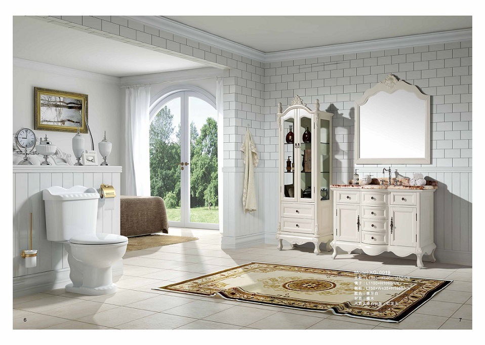 White Bathroom Cabinet Made of Oak Wood