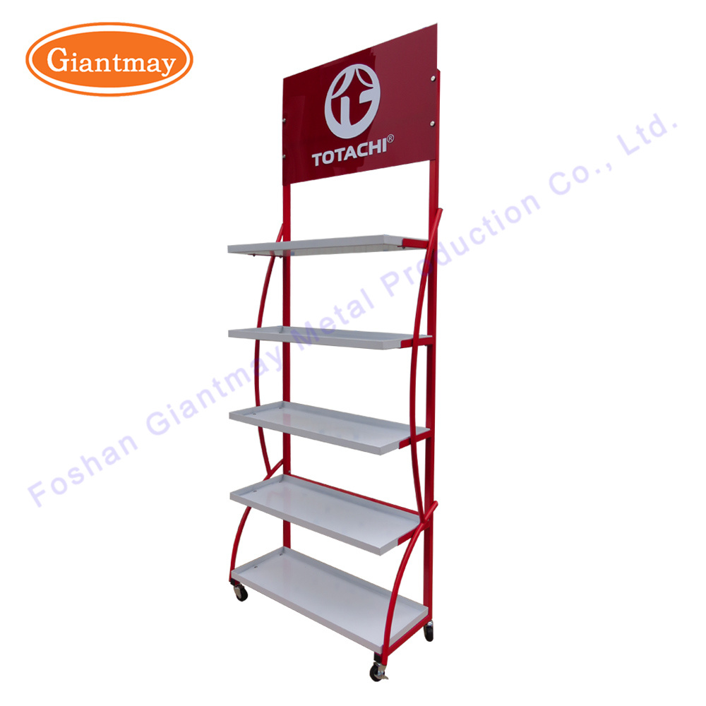 High Quality Floor Standing Motor Oil Display Rack Oil Bottle Exhibition Stand Shelves