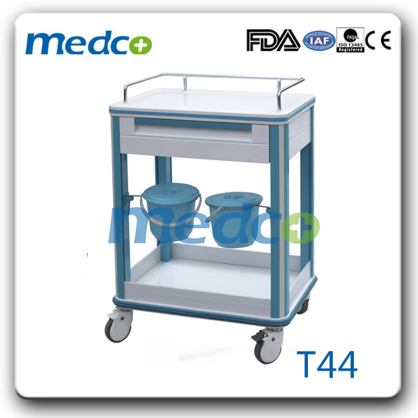 Medical ABS Hospital Plastic Steel Treatment Cart Trolley with Waste Bin