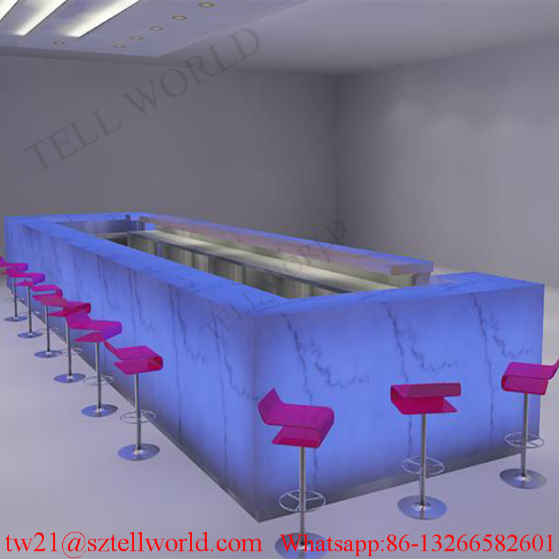 U Shape LED Lighting Nightclub Furniture Modern Wine Bar Counter Design Drinks Bar