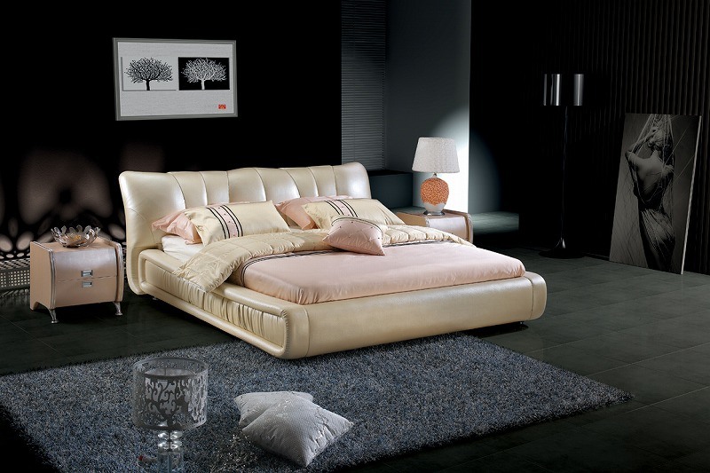 Comfortable Genuine Leather Soft Bed (SBT-5871)