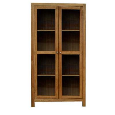 Solid Elm 2-Door Glass Cabinet (Hawa-03)