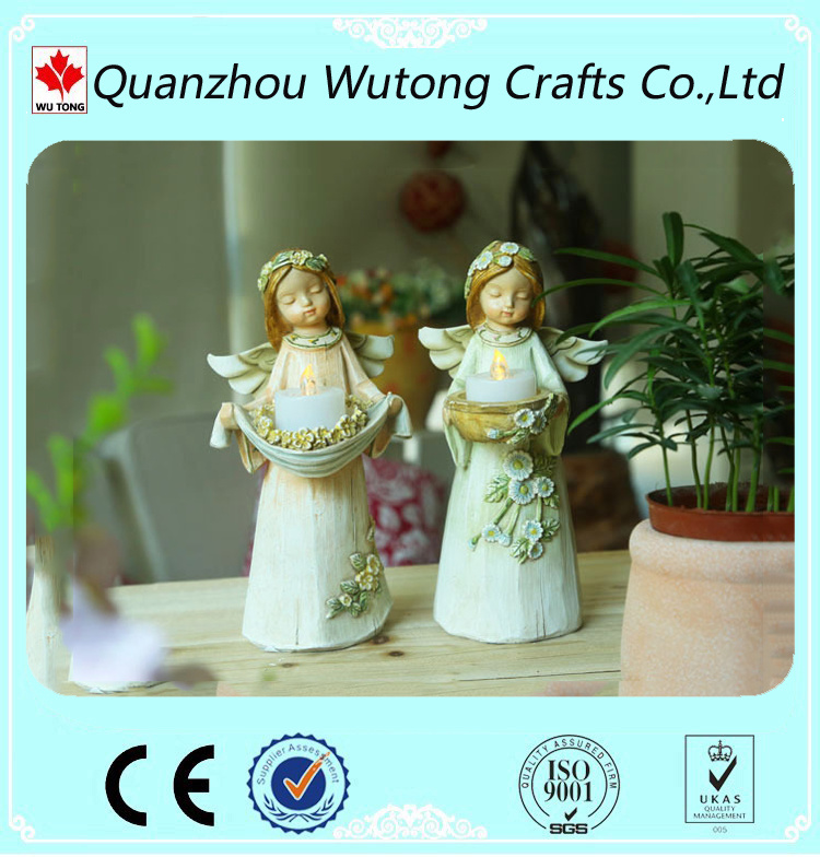 Home Decoration Resin Beautiful Colour Angel Tea Light Candle Holder