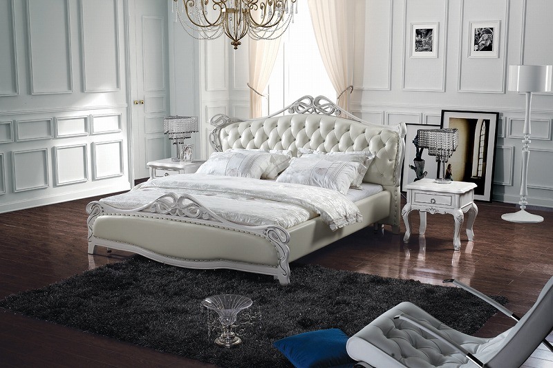 Classical Style Genuine Leather Bed (SBT-5870)