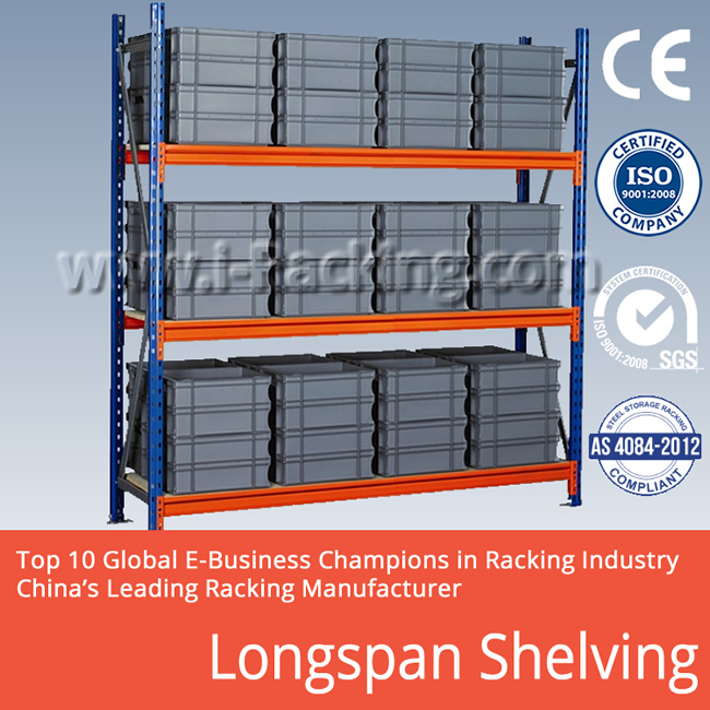 Heavy Duty Longspan Industrial Shelving 200-800 Kg Udl/Level