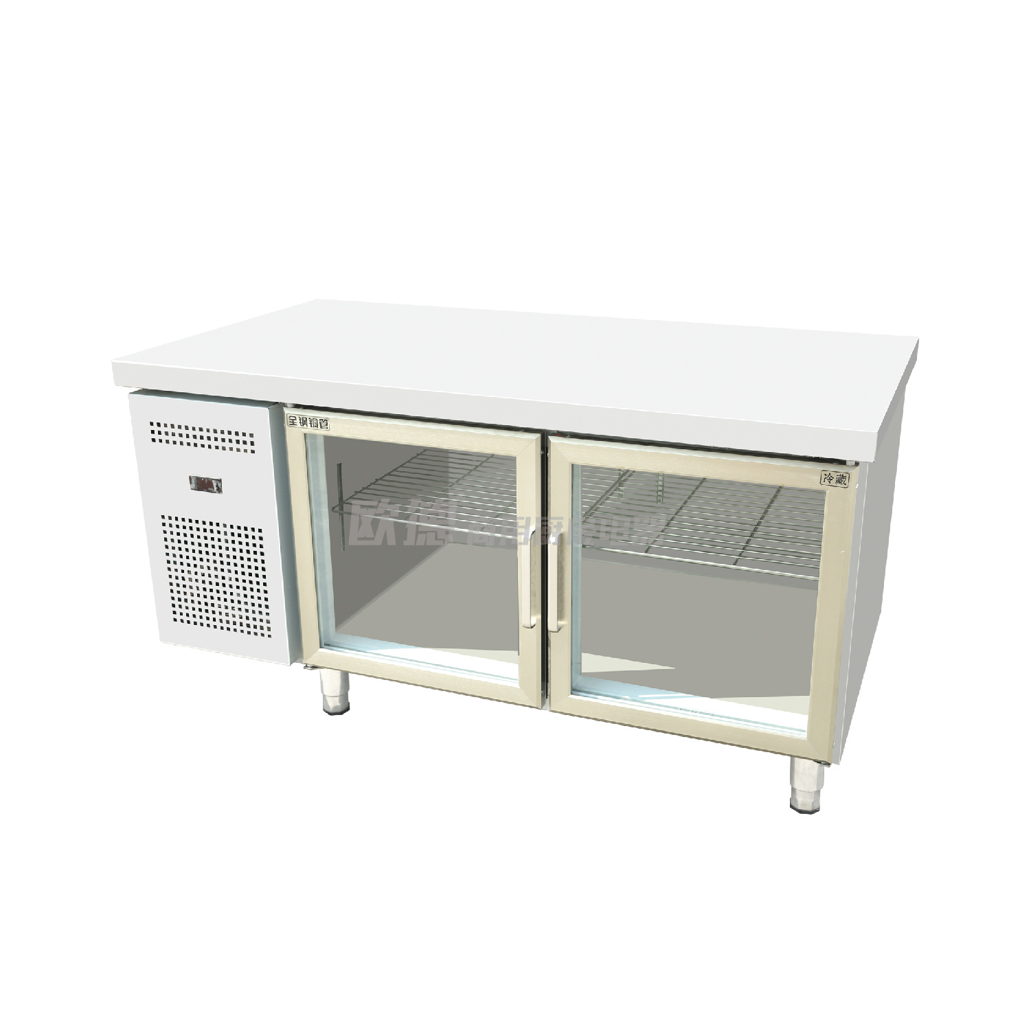 Commercial Kitchen Refrigerated Worktables with Glass Door