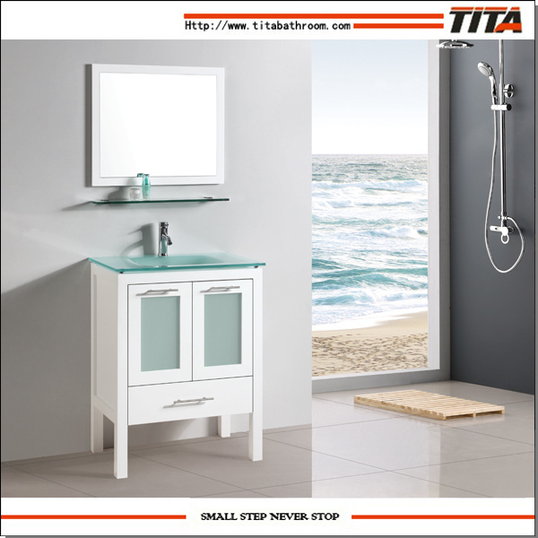 New Design Bathroom Vanity with Tempered Glass Basin T9175