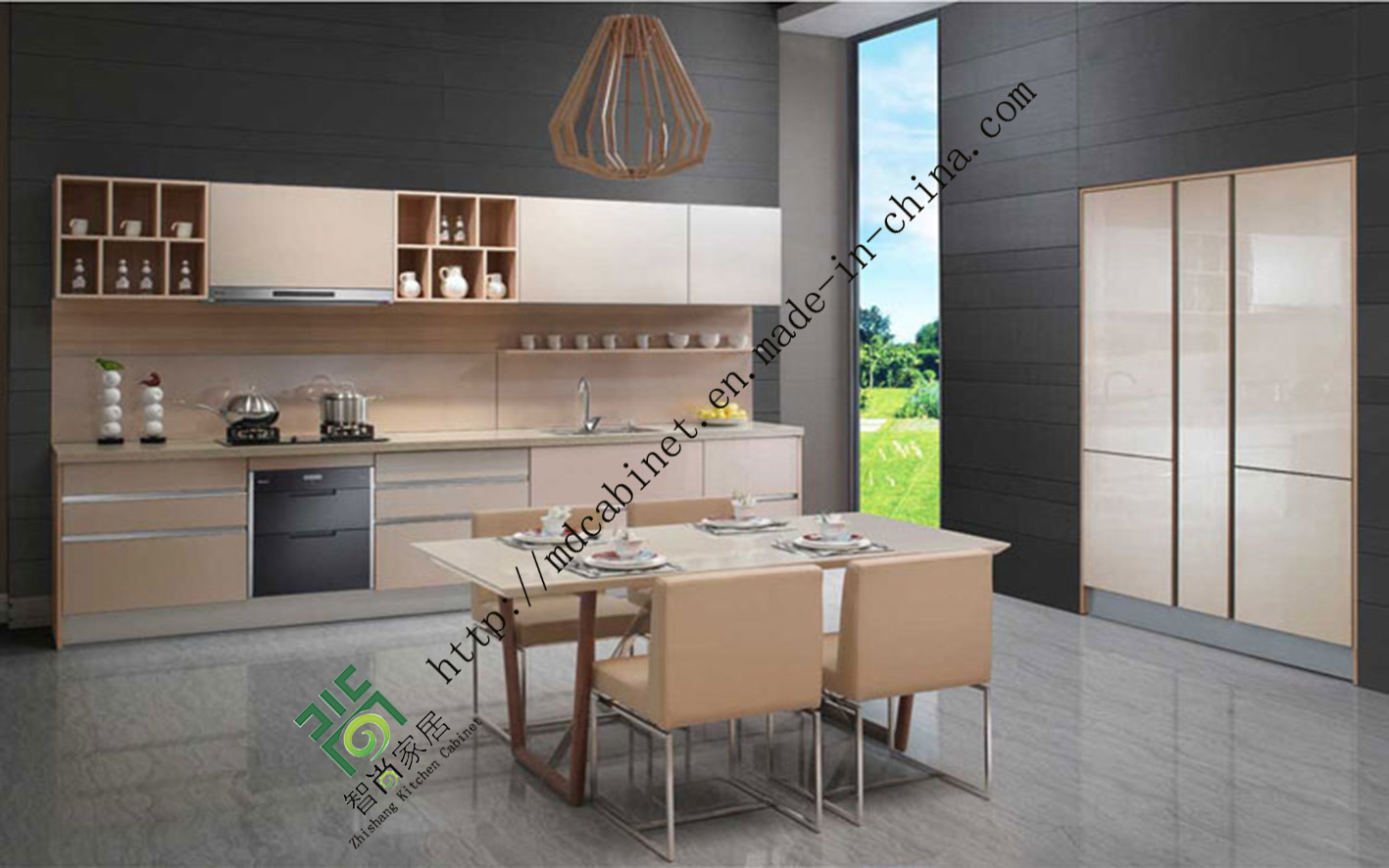 Fashion Chocolate Lacquer Kitchen Cabinet (zs-202)