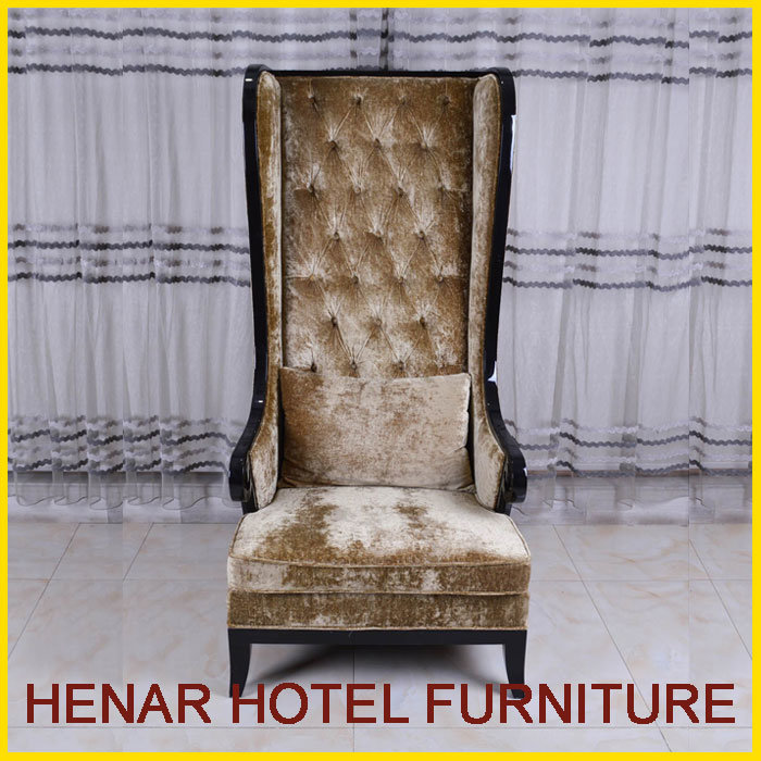 Modern Hotel Lobby Furniture Wood High Wing Back Chair Sofa