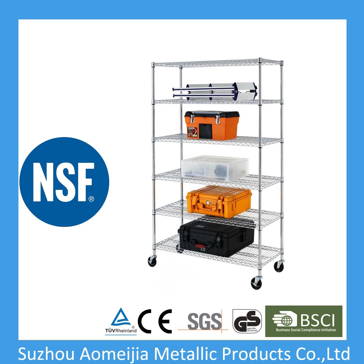 6 Tier NSF Stationary Epoxy Wire Shelf - 86