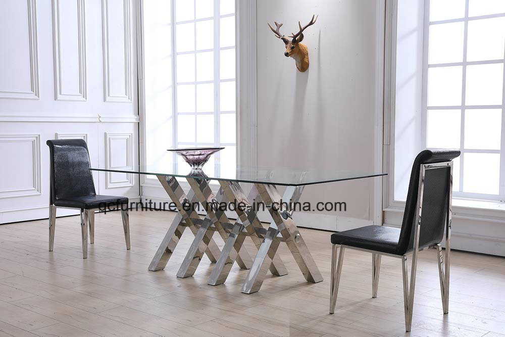 Modern Dining Room Set Glass Fixing Dining Table