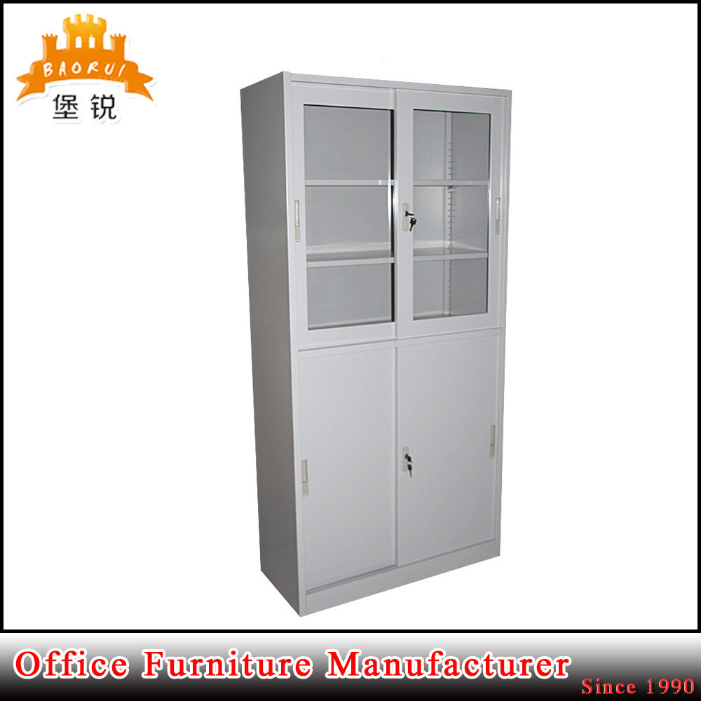 Steel Office Furniture Glass Sliding Door Bookcase File Cabinet