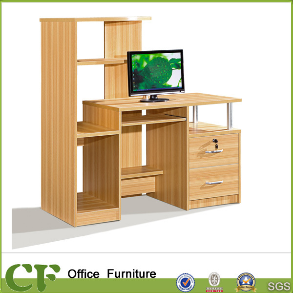 Practical Wooden Computer Table with Bookshelf