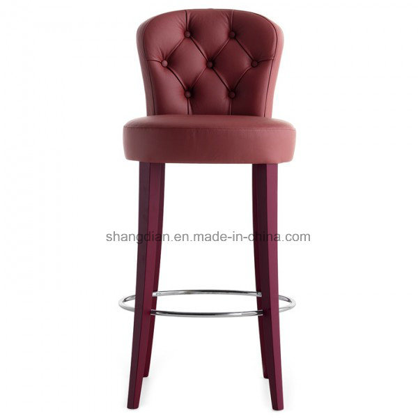 High Legs Wooden Restaurant Bar Stool with Metal Circle (ST0019)