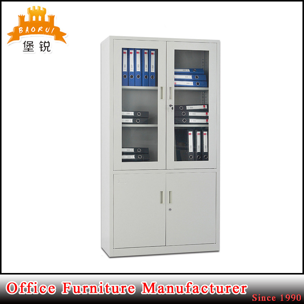 Half Height Glass Door Lockable Steel Bookcase Office File Cabinet