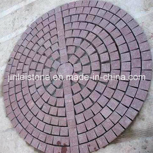 Red Porphyry Stone on Mesh for Garden Paving