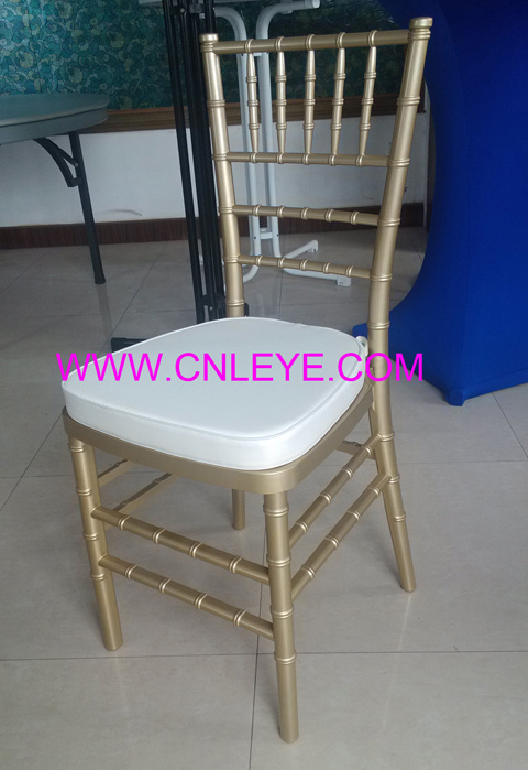 Golden Resin Chiavari Chair with Cushion