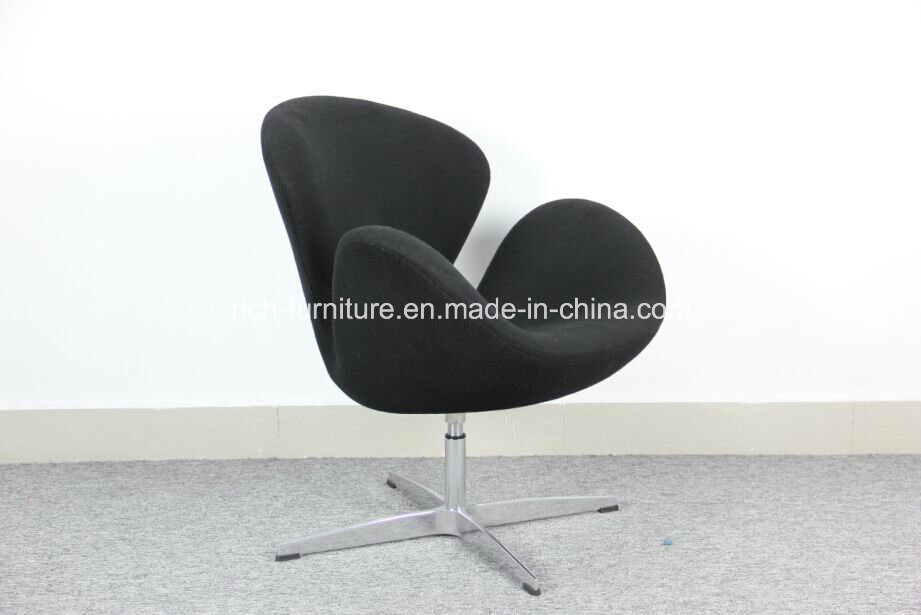 Grey Wool Fabric Swan Chair with Aluminium Alloy Legs