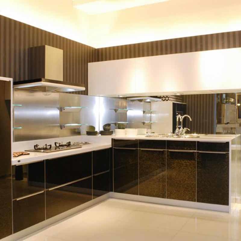 Classic Black +White High Gloss Paint Kitchen Cabinets