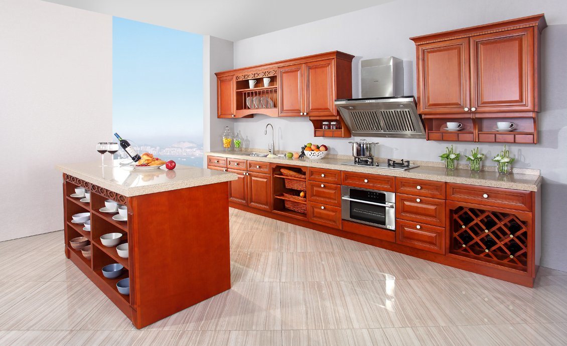 White Color Style Solid Wood Kitchen Cabinet (zq-009)